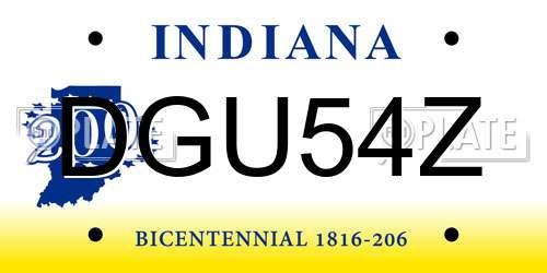 DGU54Z Indiana License Plate