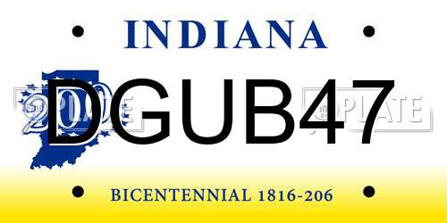 DGUB47 Indiana License Plate