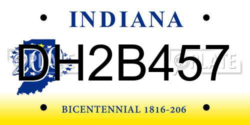 DH2B457 Indiana License Plate