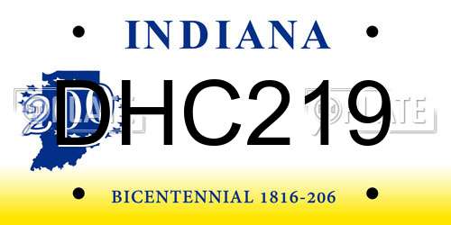 DHC219 Indiana License Plate