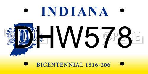 DHW578 Indiana License Plate