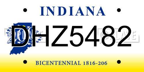 DHZ5482 Indiana License Plate