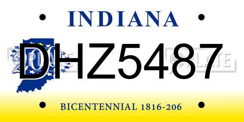 DHZ5487 Indiana License Plate