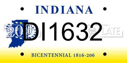 DI1632 Indiana License Plate