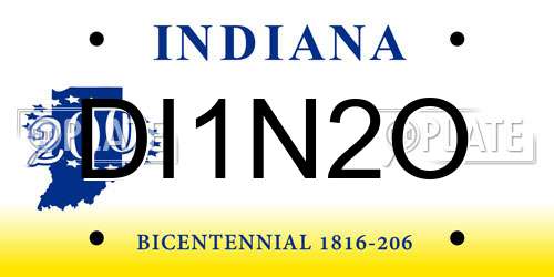 DI1N2O Indiana License Plate