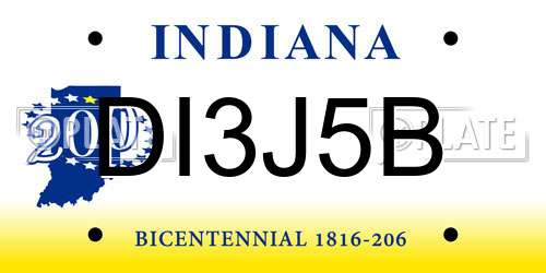 DI3J5B Indiana License Plate