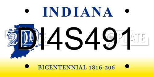 DI4S491 Indiana License Plate
