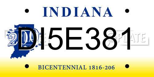 DI5E381 Indiana License Plate