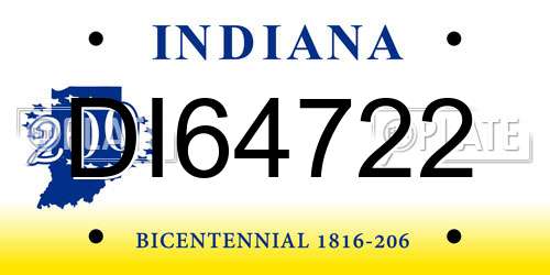 DI64722 Indiana License Plate