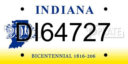 DI64727 Indiana License Plate