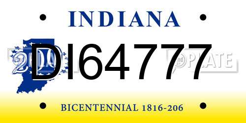 DI64777 Indiana License Plate