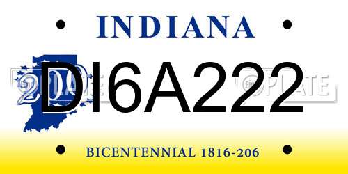 DI6A222 Indiana License Plate