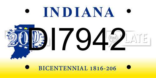 DI7942 Indiana License Plate