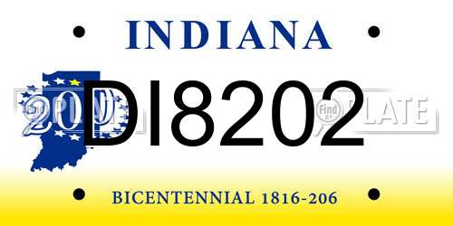 DI8202 Indiana License Plate