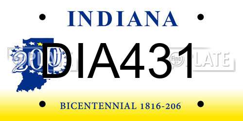 DIA431 Indiana License Plate