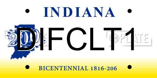 DIFCLT1 Indiana License Plate