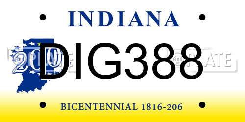 DIG388 Indiana License Plate