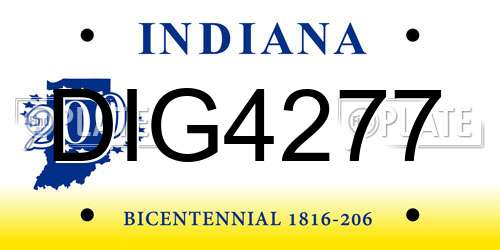 DIG4277 Indiana License Plate