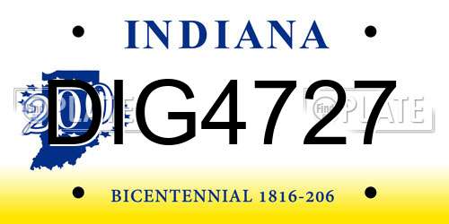 DIG4727 Indiana License Plate