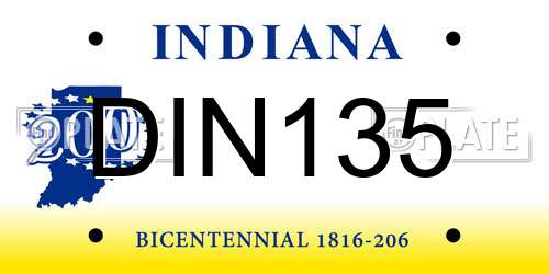 DIN135 Indiana License Plate
