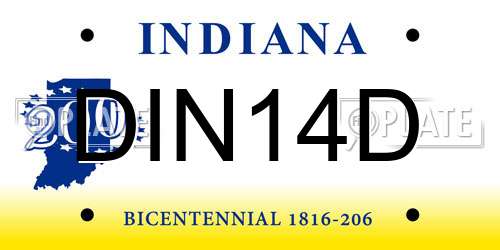 DIN14D Indiana License Plate