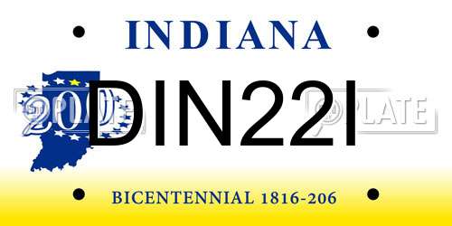 DIN22I Indiana License Plate