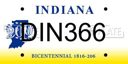 DIN366 Indiana License Plate