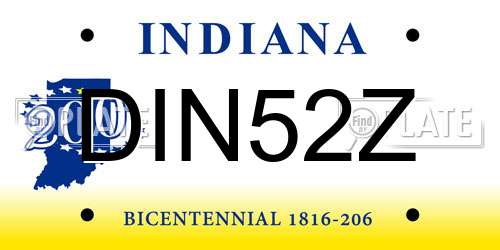 DIN52Z Indiana License Plate