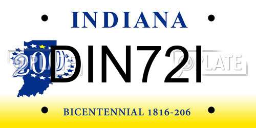 DIN72I Indiana License Plate