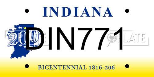 DIN771 Indiana License Plate