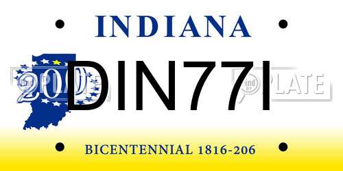 DIN77I Indiana License Plate