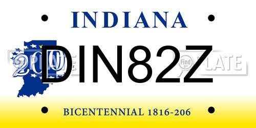 DIN82Z Indiana License Plate