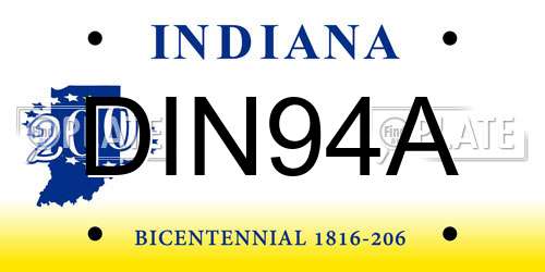 DIN94A Indiana License Plate