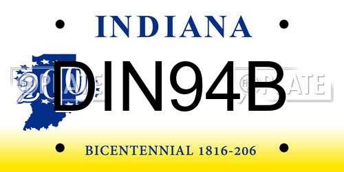 DIN94B Indiana License Plate