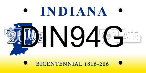 DIN94G Indiana License Plate
