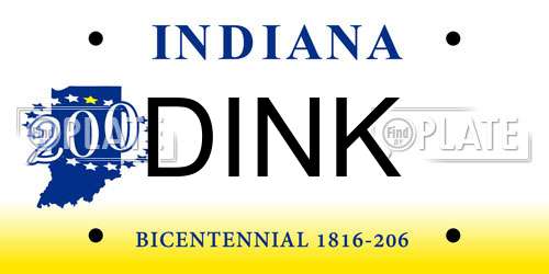 DINK Indiana License Plate