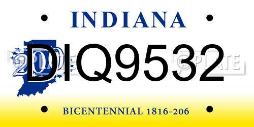 DIQ9532 Indiana License Plate