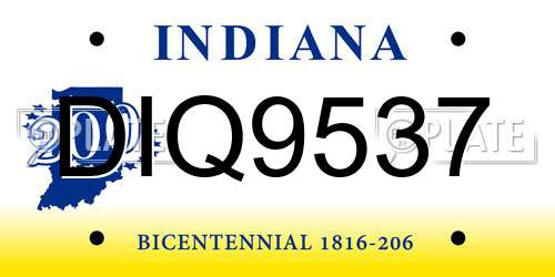 DIQ9537 Indiana License Plate