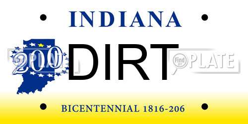 DIRT Indiana License Plate