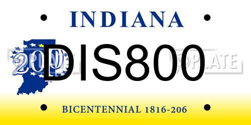 DIS800 Indiana License Plate