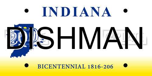 DISHMAN Indiana License Plate