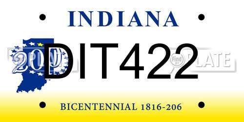DIT422 Indiana License Plate