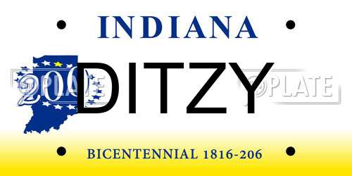 DITZY Indiana License Plate