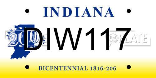 DIW117 Indiana License Plate