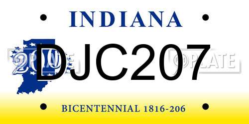 DJC207 Indiana License Plate