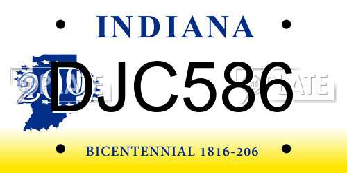DJC586 Indiana License Plate