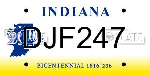 DJF247 Indiana License Plate