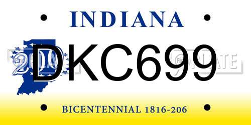 DKC699 Indiana License Plate