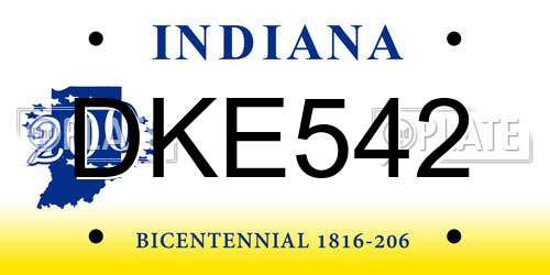 DKE542 Indiana License Plate
