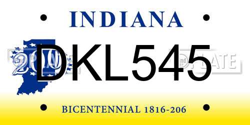 DKL545 Indiana License Plate